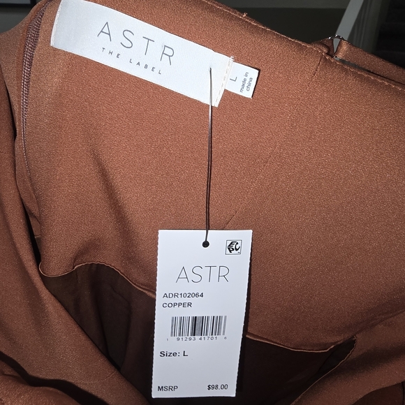 ASTR Long Copper Satin Dress - Picture 12 of 12